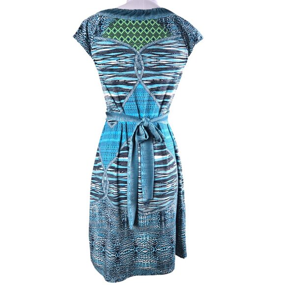 Beige by Eci Turquoise Black Fit Flare Dress 10 Designer Details Turquoise Black - Picture 6 of 14